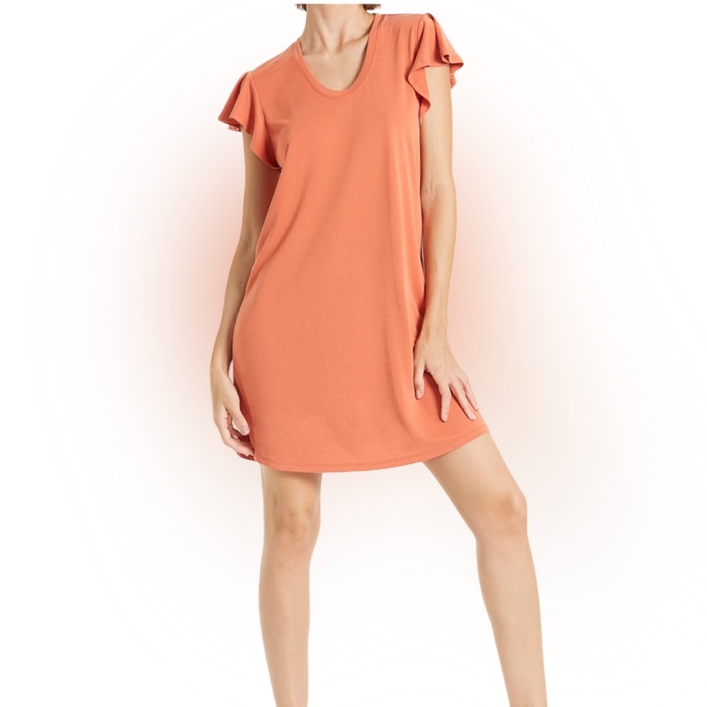 NWT Another Love SIGRID PETAL SLEEVE‎ DRESS RUST Size M